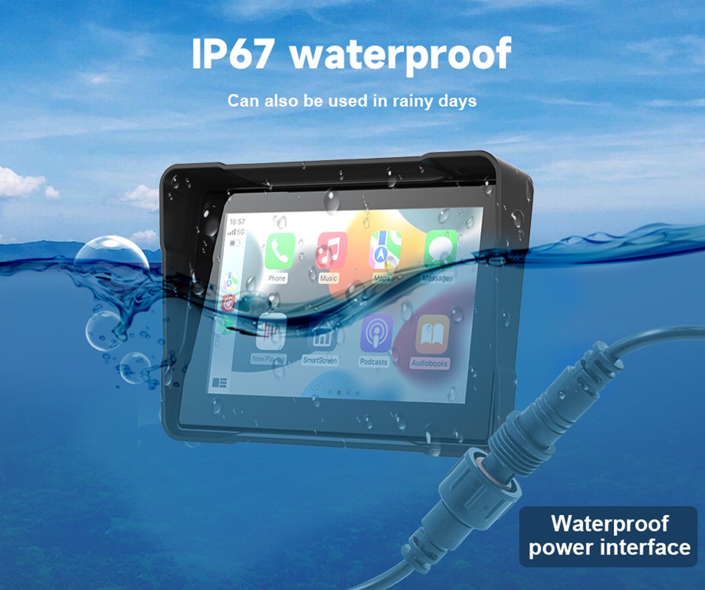 SD5005 5inch 2.5D IPS Motorcycle MP5 Player, Dual Bluetooth Connection, 800*480 Resolution, IP67 Waterproof, Support Carplay/ Mirrorlink/ Android Auto/ TF Card