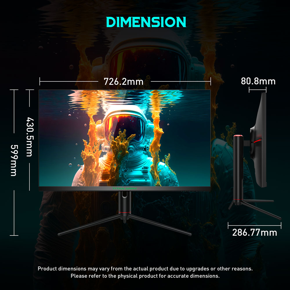 TITAN ARMY P32A2S2 Gaming Monitor, 32-inch 2560*1440 16:9 Fast IPS Screen, 240Hz Refresh Rate, 1ms GTG, HDR400, GamePlus Mode, Adaptive Sync, PIP & PBP Split Screen, E-Sport Backlight, VESA Mount & Adjustment Stand, 2*HDMI 2.1 2*DP 1.4 1* Audio