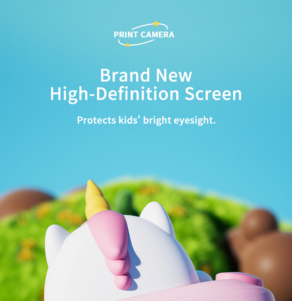 WOWKIDS K64 Kids Instant Print Camera, 48MP Front & Rear Dual Cameras - Pink Unicorn