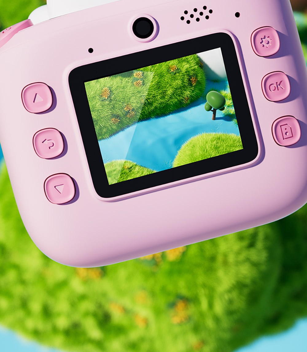 WOWKIDS K64 Kids Instant Print Camera, 48MP Front & Rear Dual Cameras - Pink Unicorn