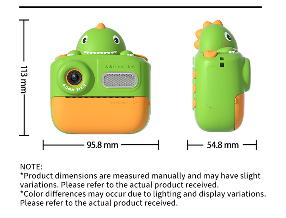 WOWKIDS K64 Kids Instant Print Camera, 48MP Front & Rear Dual Cameras - Pink Unicorn
