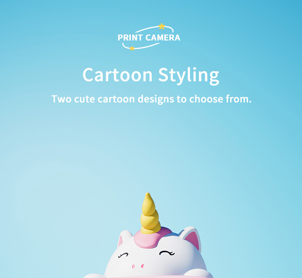 WOWKIDS K64 Kids Instant Print Camera, 48MP Front & Rear Dual Cameras - Pink Unicorn