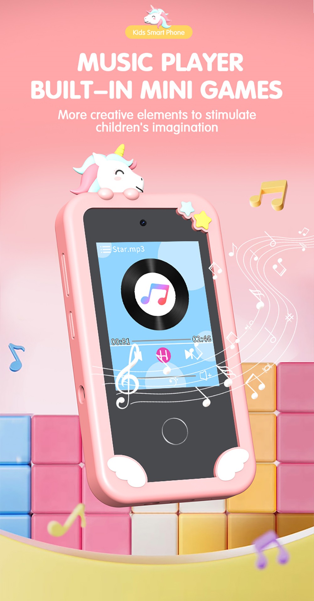 WOWKIDS P1 Kids Mobile Phone Toy - Pink