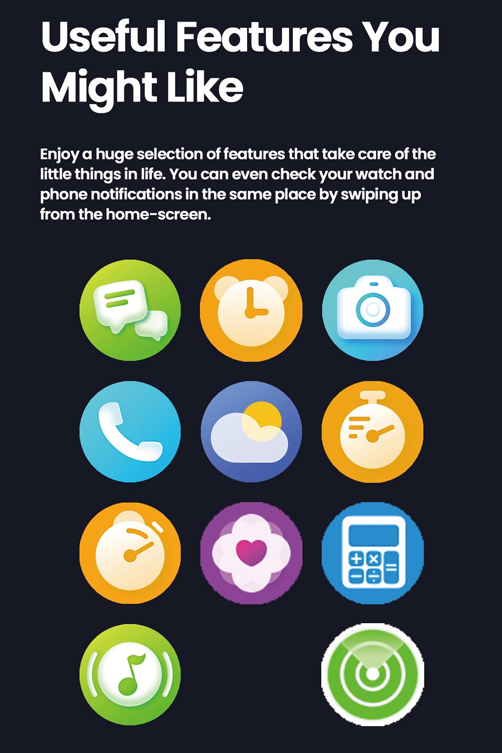 Zeblaze GTS 3 Smartwatch, 2.03' HD Color Display, Bluetooth Calling, 100+ Sports Modes, Heart Rate, SpO2 & Stress Monitoring - Black