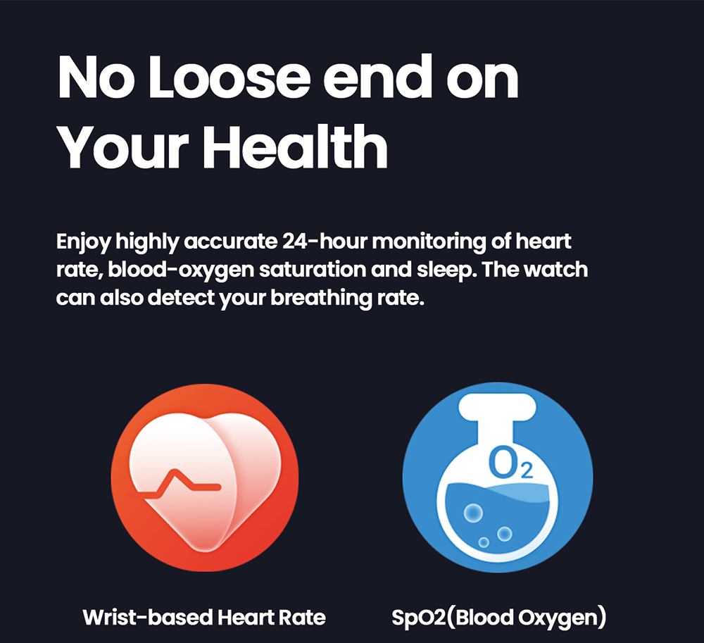 Zeblaze GTS 3 Smartwatch, 2.03' HD Color Display, Bluetooth Calling, 100+ Sports Modes, Heart Rate, SpO2 & Stress Monitoring - Black