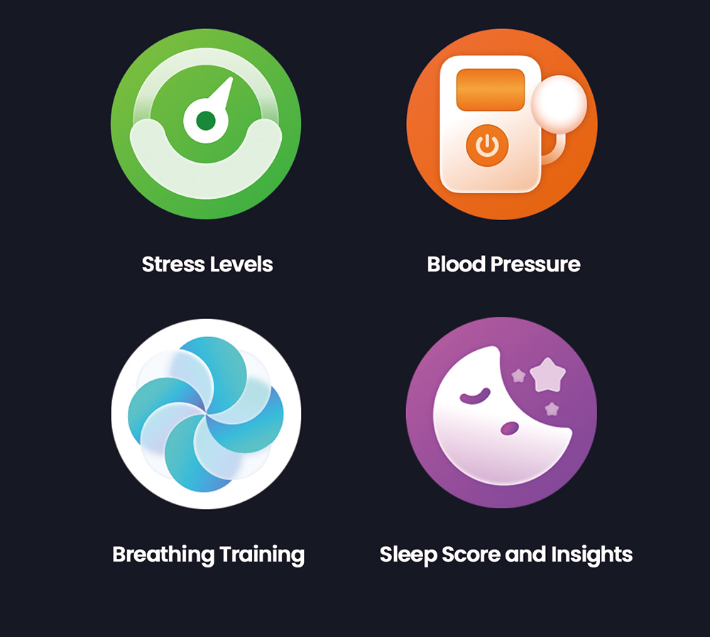 Zeblaze GTS 3 Smartwatch, 2.03' HD Color Display, Bluetooth Calling, 100+ Sports Modes, Heart Rate, SpO2 & Stress Monitoring - Black