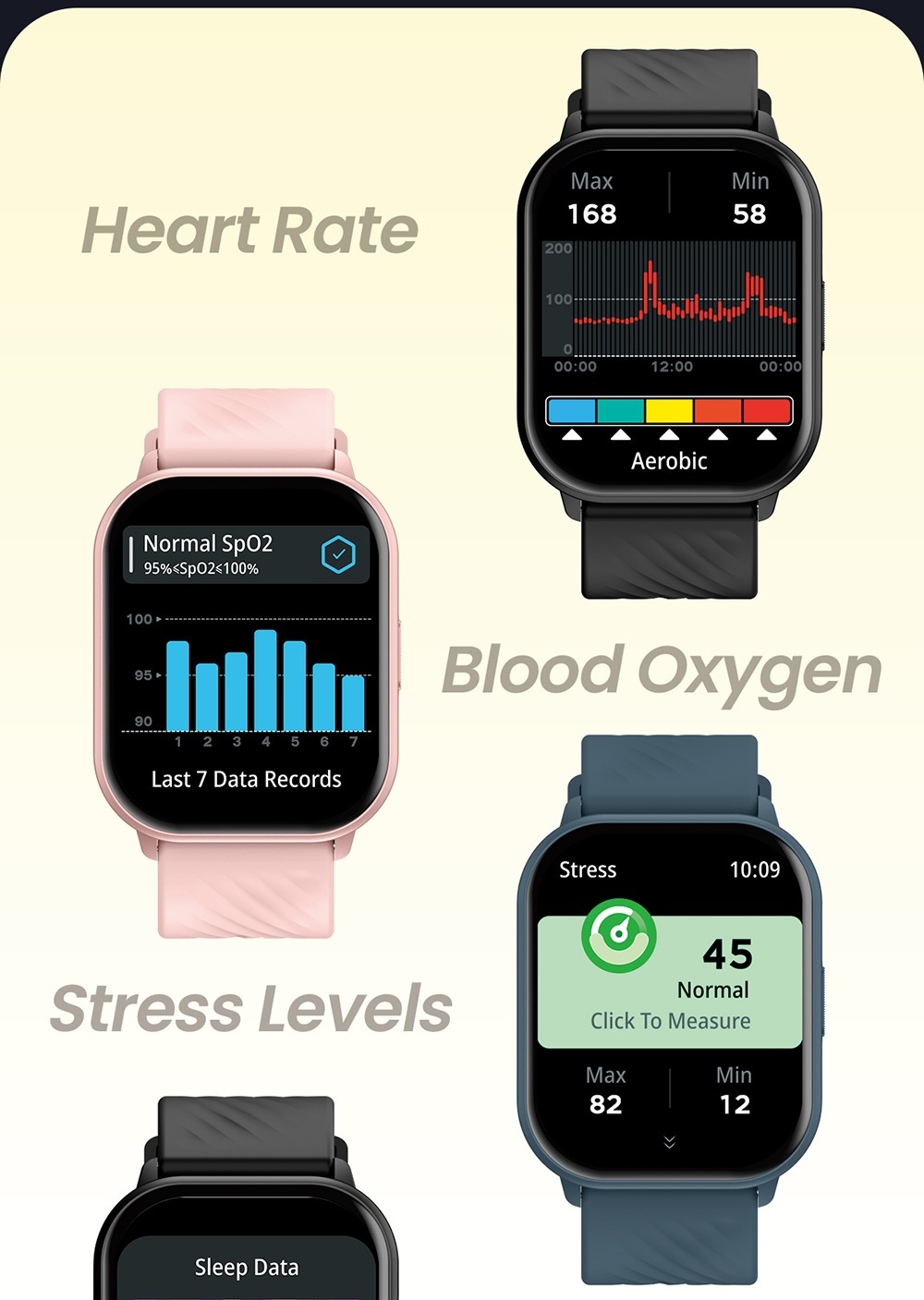 Zeblaze GTS 3 Smartwatch, 2.03' HD Color Display, Bluetooth Calling, 100+ Sports Modes, Heart Rate, SpO2 & Stress Monitoring - Black