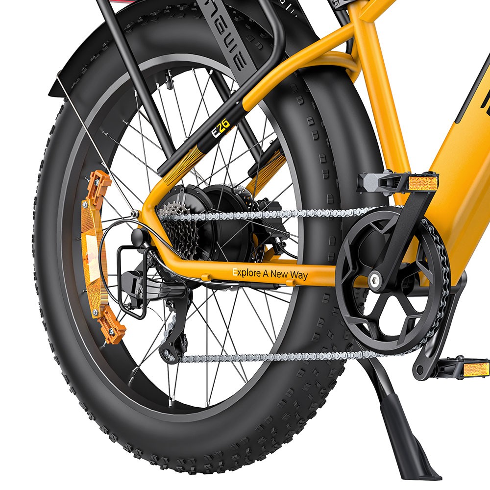 ENGWE E26 Step-over Electric Bike, 48V 16AH Battery 250W Motor Mountain Bike Shimano 7-Speed Gear 140km Max Range 25km/h Max Speed 26*4.0 inch Fat Tire 150kg Load Hydraulic Disc Brake - Bumblebee Yellow