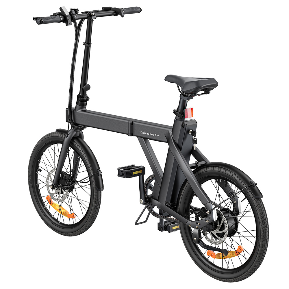 ENGWE P20 20 inch Folding Electric Bike, 250W Silent Motor Torque Sensor, Carbon Belt 36V 9.6Ah Battery 100km range,25km/h Max Speed, Dual Disc Brake, 18.5kg Light Weight Turn Signal - Black