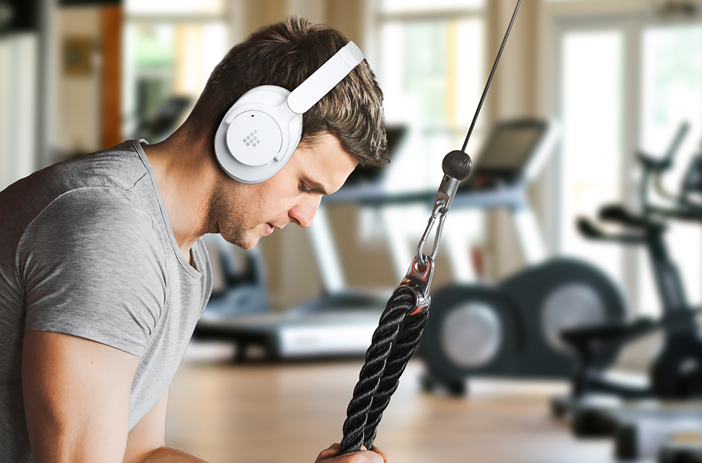 Tronsmart Sounfii Q20 ANC Bluetooth Headphones, 50 Hours Autonomy, 90° Swiveling Earpads, Pair with 2 Devices, Tronsmart App Control, Built-in Mic for Clear Calls, Active Noise Cancellation - White