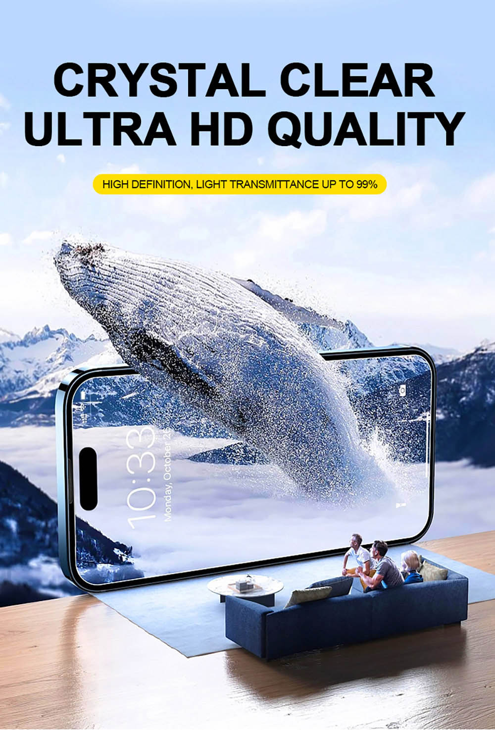 2Pcs Tempered Glass Screen Protector for iPhone16 Plus