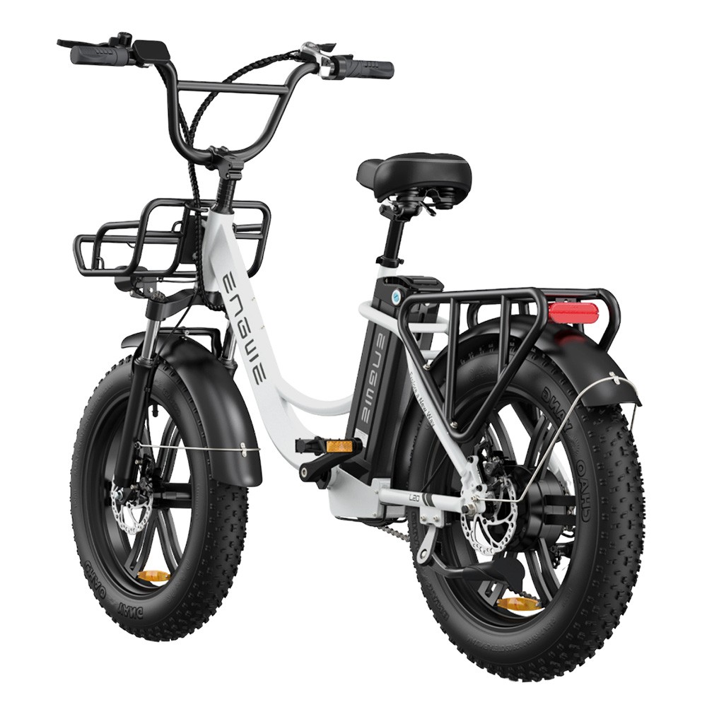 ENGWE L20 Electric Bike 20*4.0 inch Fat Tire 250W Motor 25km/h Max Speed 48V 13Ah Battery 140km Mileage Max Load 120kg Shimano 7-Speed Transmission - White