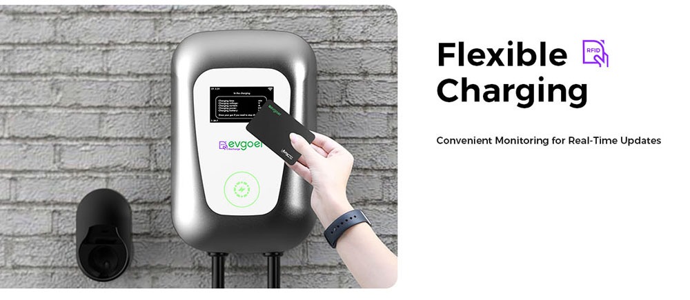 EG Evgoer Level 2 EV Charger, with NEMA 14-50 Plug, 240V 40Amps, 23FT Charger Cable, Adjustable Current Schedule Time, for All J1772 Electric Cars