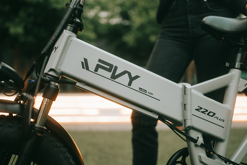 PVY Z20 Plus Folding E-Bike 20*4.0 inch Fat Tires 1000W Motor 50km/h Speed 48V 16.5Ah Battery 80-120km Range 150kg Load Shimano 7-Speed Electric Mountain Bike - Khaki