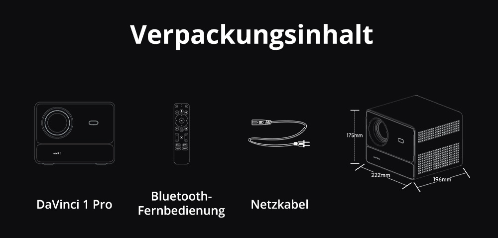 WANBO DaVinci 1 Pro Beamer, 600 ANSI, Native 1080P, Android 11, 5G/2,4G WLAN, Autofokus/Automatische Trapezkorrektur/Automatische Bildschirmanpassung/Hindernisvermeidung