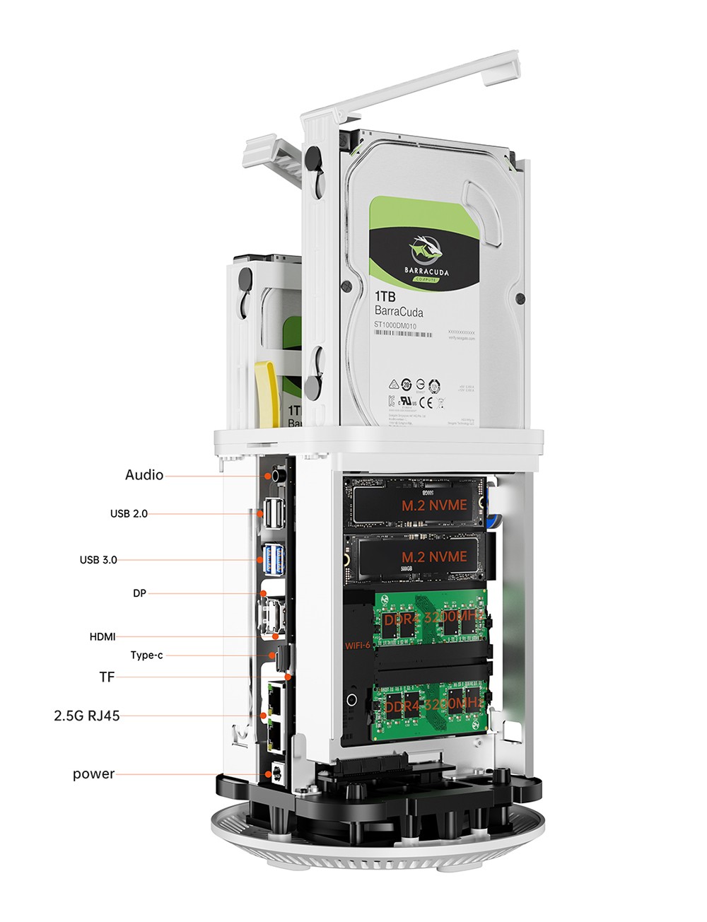 AOOSTAR R3 Pro Mini PC, AMD Ryzen 7 5825U 8 Cores 4.5GHz, 16GB DDR4 RAM 512GB SSD, HDMI+DP+Type-C Triple 4K Display, WiFi 6 Bluetooth 5.2, 2*USB3.0 2*USB2.0 2*2.5G RJ45 Ports 1*3.5mm Audio Jack, Dual-fan Cooling - EU Plug