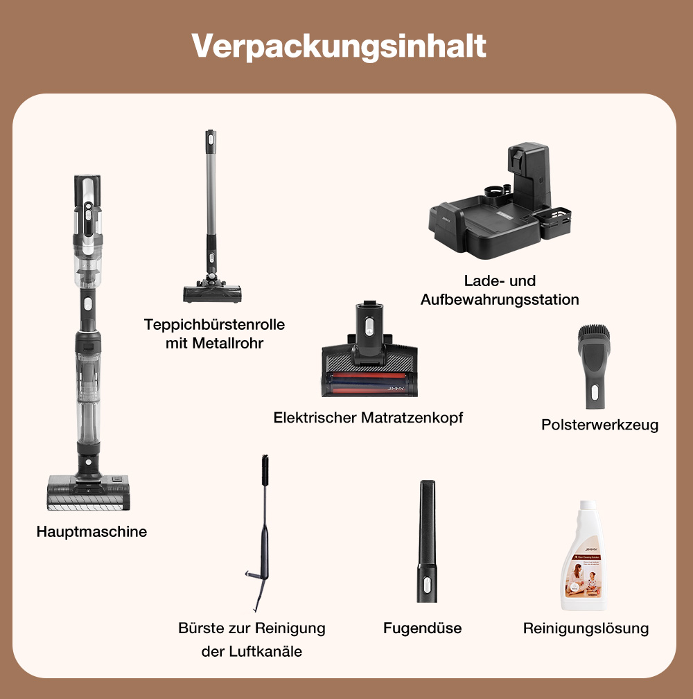 JIMMY PW11 Pro Max 5-in-1 kabelloser Staubsauger und Waschmaschine, 460 W Leistung, doppelte Reinigung mit zwei Bürstenrollen, schnelles Trocknen mit Heißluft, LED-Display, 180° flaches Design, Silber-Schwarz - EU-Stecker