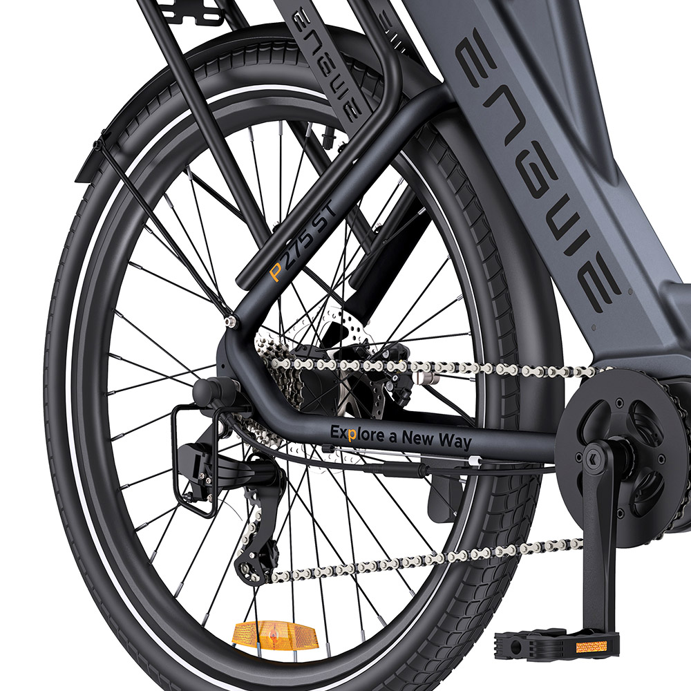 ENGWE P275 ST Urban Electric Bike, 250W Brushless Mid-drive Torque Sensor Motor, 36V 19.2Ah Removable Battery, 260km Max Range, Hydraulic Disc Brake, 27.5'' Spoke Tires, SHIMANO 9-speed - Black