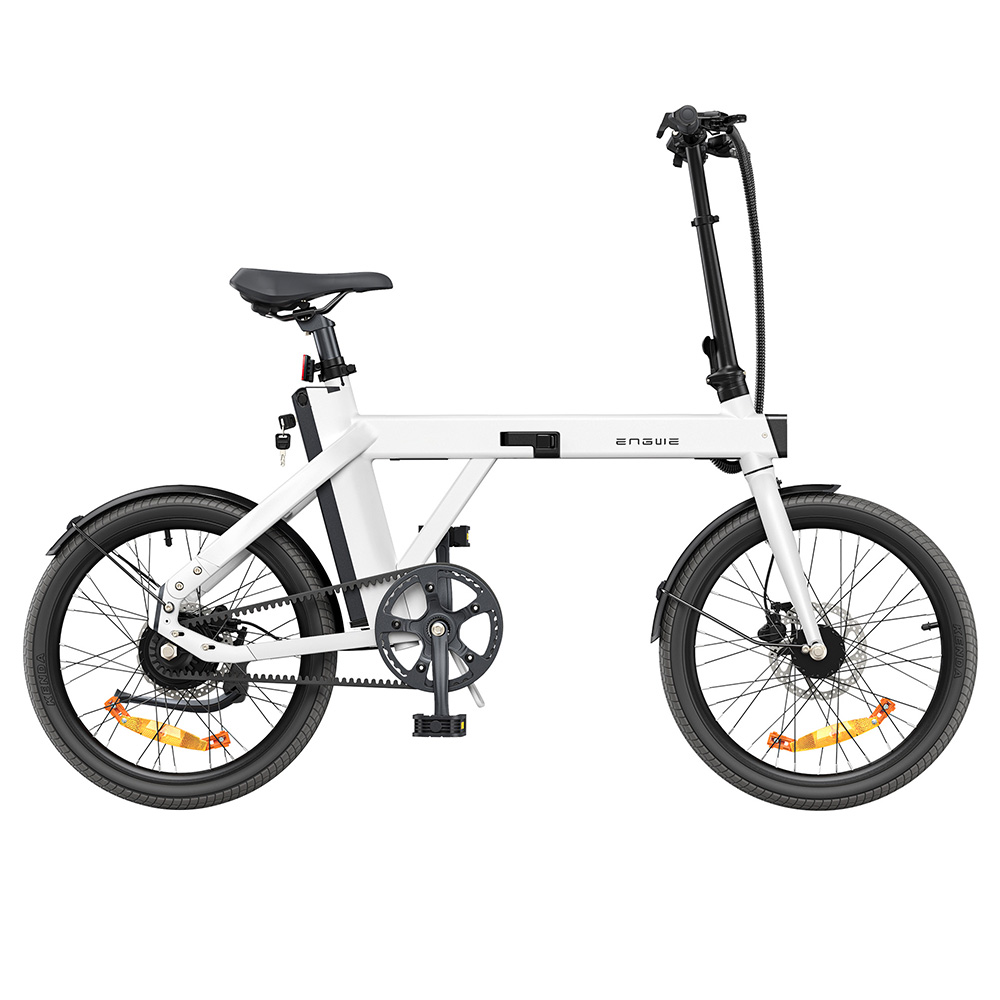 ENGWE P20 20 inch Folding Electric Bike, 250W Silent Motor Torque Sensor, Carbon Belt 36V 9.6Ah Battery 100km range,25km/h Max Speed, Dual Disc Brake, 18.5kg Light Weight Turn Signal - White