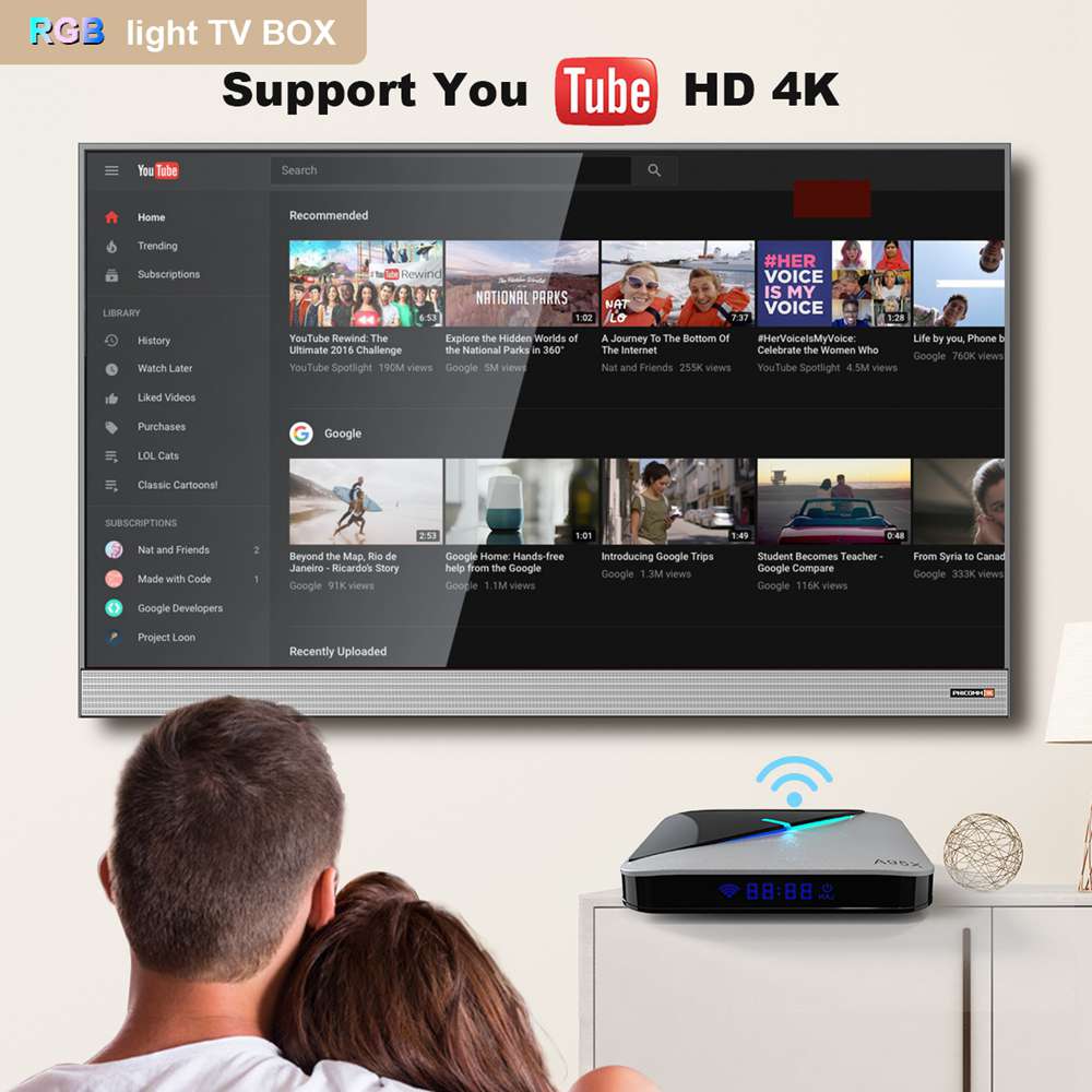 A95X F3 Air Amlogic S905x3 4 GB/64 GB Android 9.0 8K Videodecodierung TV-Box RGB-Licht 2,4G + 5G MIMO WiFi Bluetooth LAN USB3.0 4K Youtube