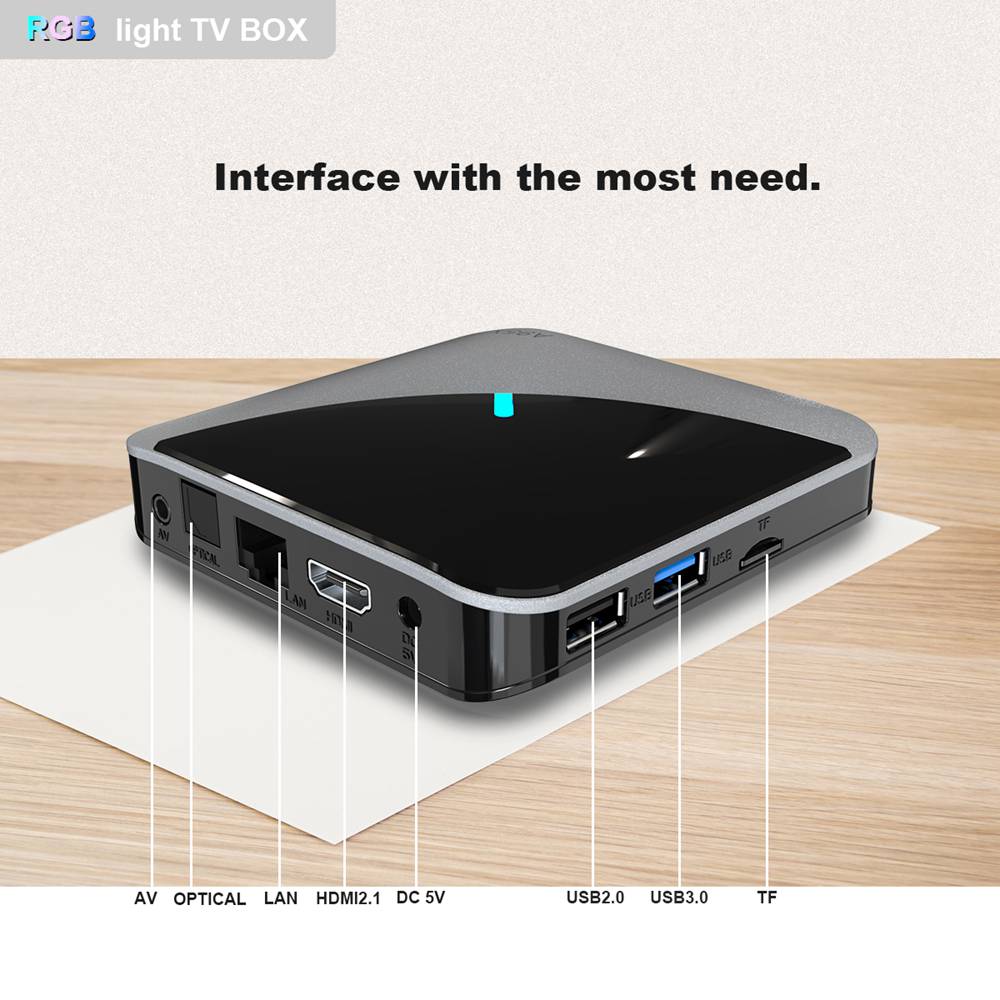 A95X F3 Air Amlogic S905x3 4 GB/64 GB Android 9.0 8K Videodecodierung TV-Box RGB-Licht 2,4G + 5G MIMO WiFi Bluetooth LAN USB3.0 4K Youtube