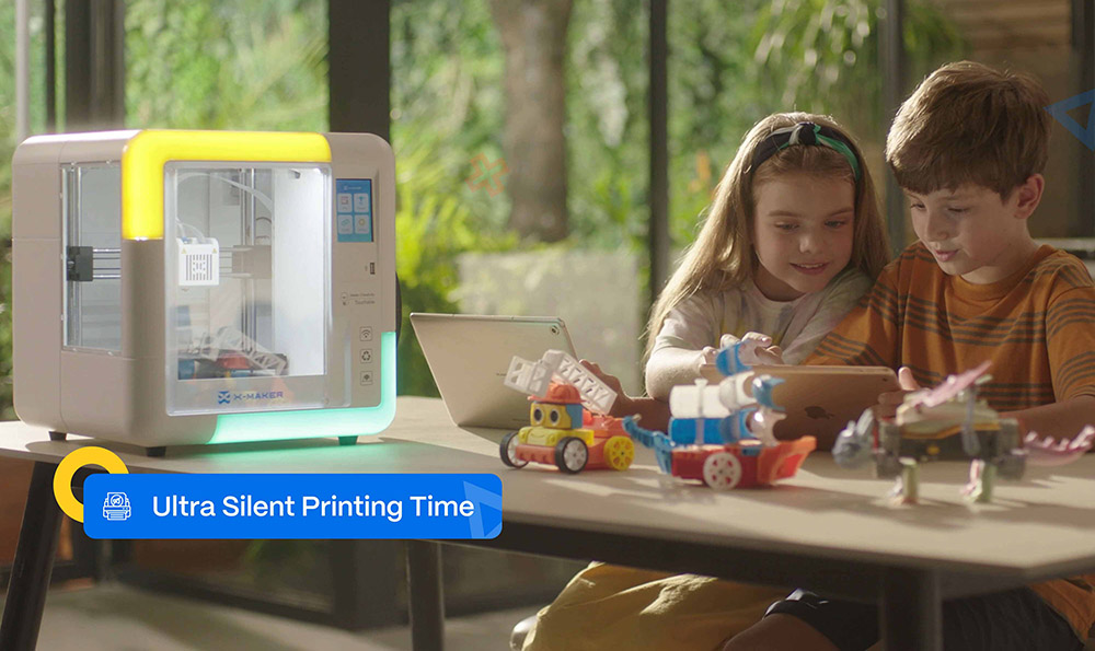 AOSEED X-MAKER 3D Printer for Kids and Beginners, Leveling-Free Bed, Wi-Fi Printing, Ultra Silent, App Control, PLA/ABS Filament Supported