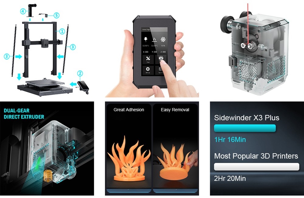 Artillery Sidewinder X3 Plus 3D Printer, Auto-Leveling, 300mm/s Max Printing Speed, Dual-Gear Direct Extruder, 300*300*400mm