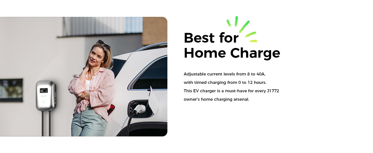 EG Evgoer Level 2 EV Charger, with NEMA 14-60 Plug, 240V 48Amps, 23FT Charger Cable, Adjustable Current Schedule Time, for All J1772 Electric Cars
