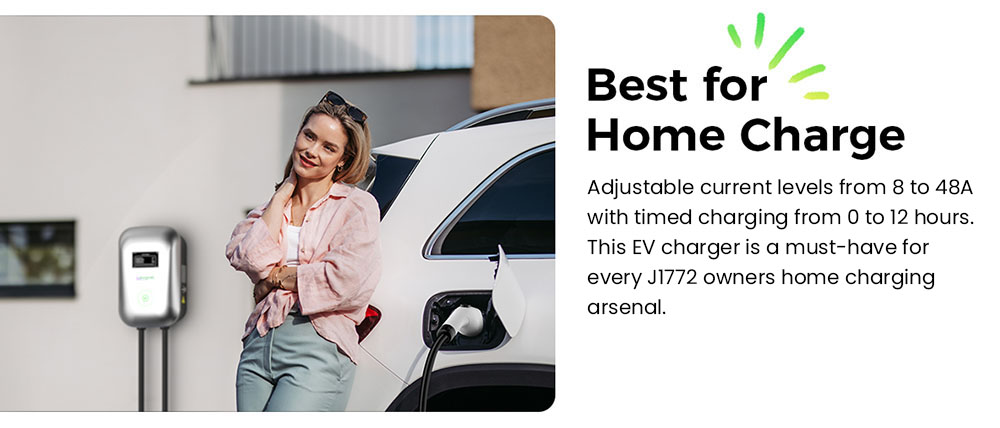 EG Evgoer Level 2 EV Charger, with NEMA 14-60 Plug, 240V 48Amps, 23FT Charger Cable, Adjustable Current Schedule Time, for All J1772 Electric Cars