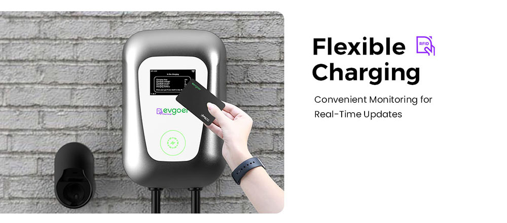 EG Evgoer Level 2 EV Charger, with NEMA 14-60 Plug, 240V 48Amps, 23FT Charger Cable, Adjustable Current Schedule Time, for All J1772 Electric Cars