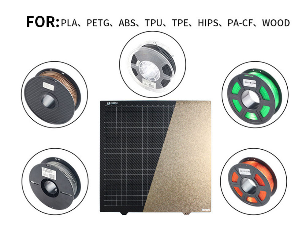 FYSETC 430*430mm PEI PET Build Plate, with 2mm Magnetic Base, for Elegoo Neptune4 Max, Neptune3 Max, Anycubic Kobra Max/ 2 Max, Crealty CR-6 Max