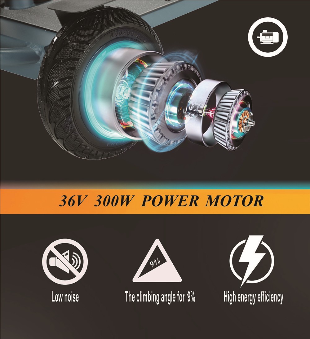 Freejoyer F7 Plus Elektroroller mit vier Rädern und Sitz, 300-W-Motor, 36-V-21-Ah-Akku, 15 km/h Höchstgeschwindigkeit, 35 km maximale Reichweite – Grau