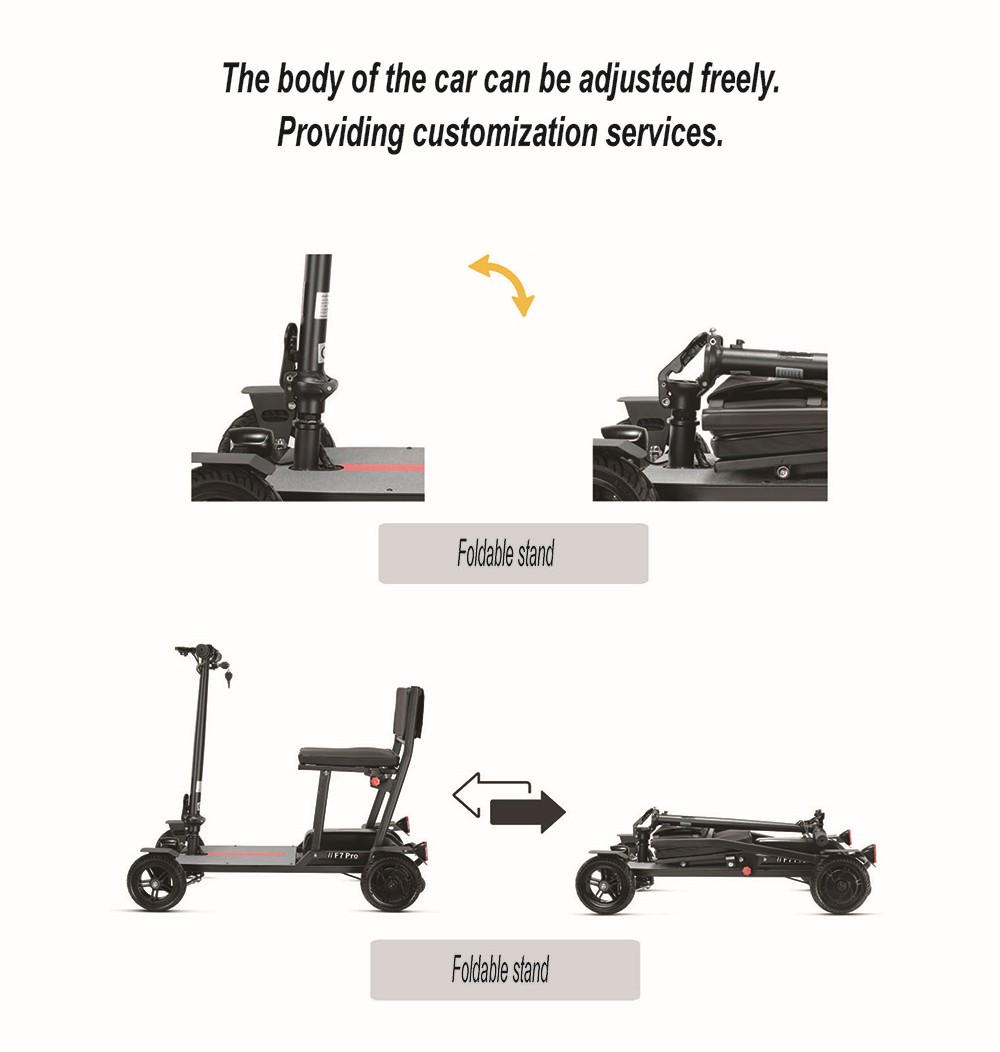 Freejoyer F7 Pro Elektroroller mit vier Rädern und Sitz, 300-W-Motor, 36-V-13-Ah-Akku, 15 km/h Höchstgeschwindigkeit, 35 km maximale Reichweite – Grau