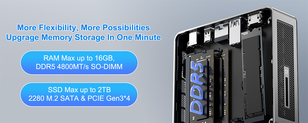 GEEKOM Air12 Mini PC, Intel Alder Lake N100 4 Cores Up to 3.4GHz, 16GB RAM 512GB SSD, HDMI+Mini DP 4K Dual Screen Display