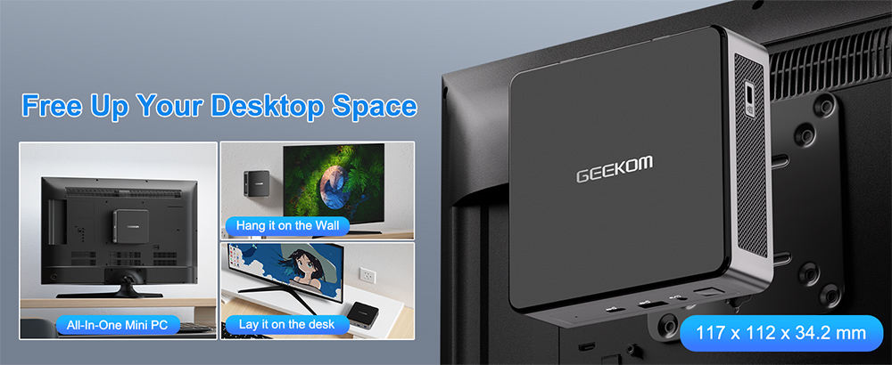 GEEKOM Air12 Mini PC, Intel Alder Lake N100 4 Cores Up to 3.4GHz, 16GB RAM 512GB SSD, HDMI+Mini DP 4K Dual Screen Display
