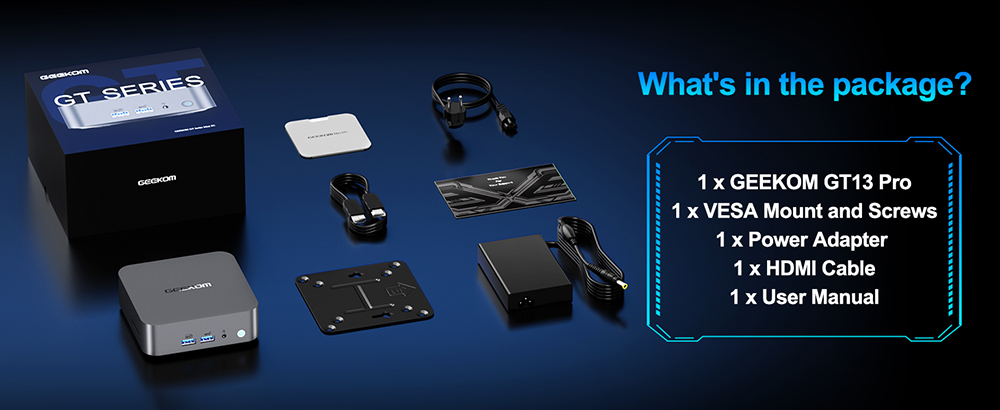 GEEKOM GT13 Pro Mini PC, Intel Core i7-13620H 10 Core Max 4.9GHz, 32GB RAM 1TB SSD, 2*USB 4 Type-C (8K@30Hz)+2*HDMI 2.0 (4K@60Hz) Four Screen Display, WiFi 6E Bluetooth 5.2, 3*USB 3.2 1*USB 2.0 1*RJ45 1*SD Card Reader 1*3.5mm Audio Jack