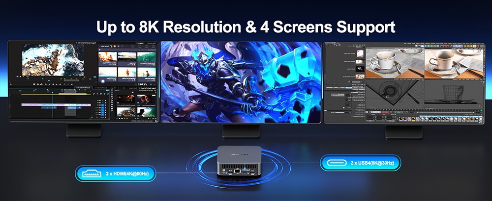 GEEKOM GT13 Pro Mini PC, Intel Core i9-13900H 14 Core Max 5.4GHz, 32GB RAM 2TB SSD, 2*USB 4 Type-C (8K@30Hz)+2*HDMI 2.0 (4K@60Hz) Four Screen Display, WiFi 6E Bluetooth 5.2, 3*USB 3.2 1*USB 2.0 1*RJ45 1*SD Card Reader 1*3.5mm Audio Jack