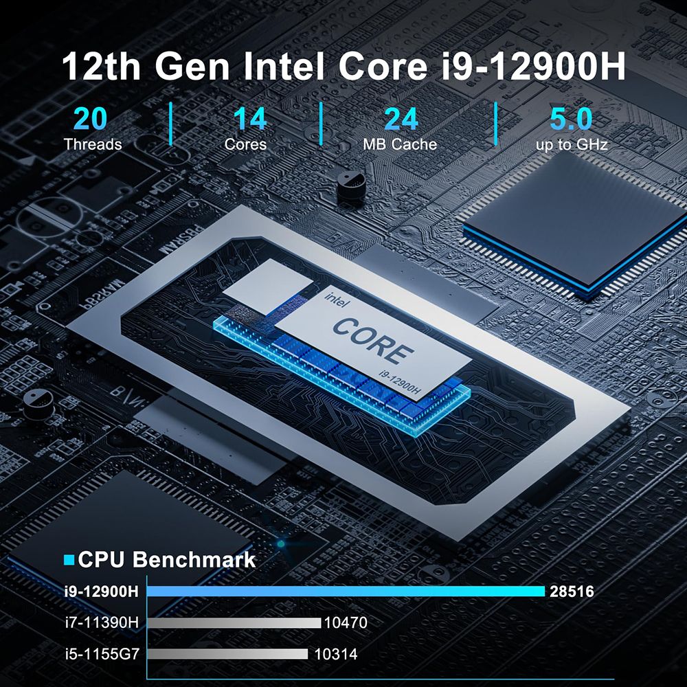 GEEKOM XT12 Pro Mini PC, Intel Core i9-12900H 14 Cores Up to 5.0GHz, 32GB RAM 1TB SSD, 2*USB 4 (8K)+2*HDMI 2.0 (4K) Quad Display, WiFi 6E Bluetooth 5.2, 3*USB 3.2 1*USB 2.0 1*2.5G LAN 1*SD Card Reader 1*3.5mm Audio Jack