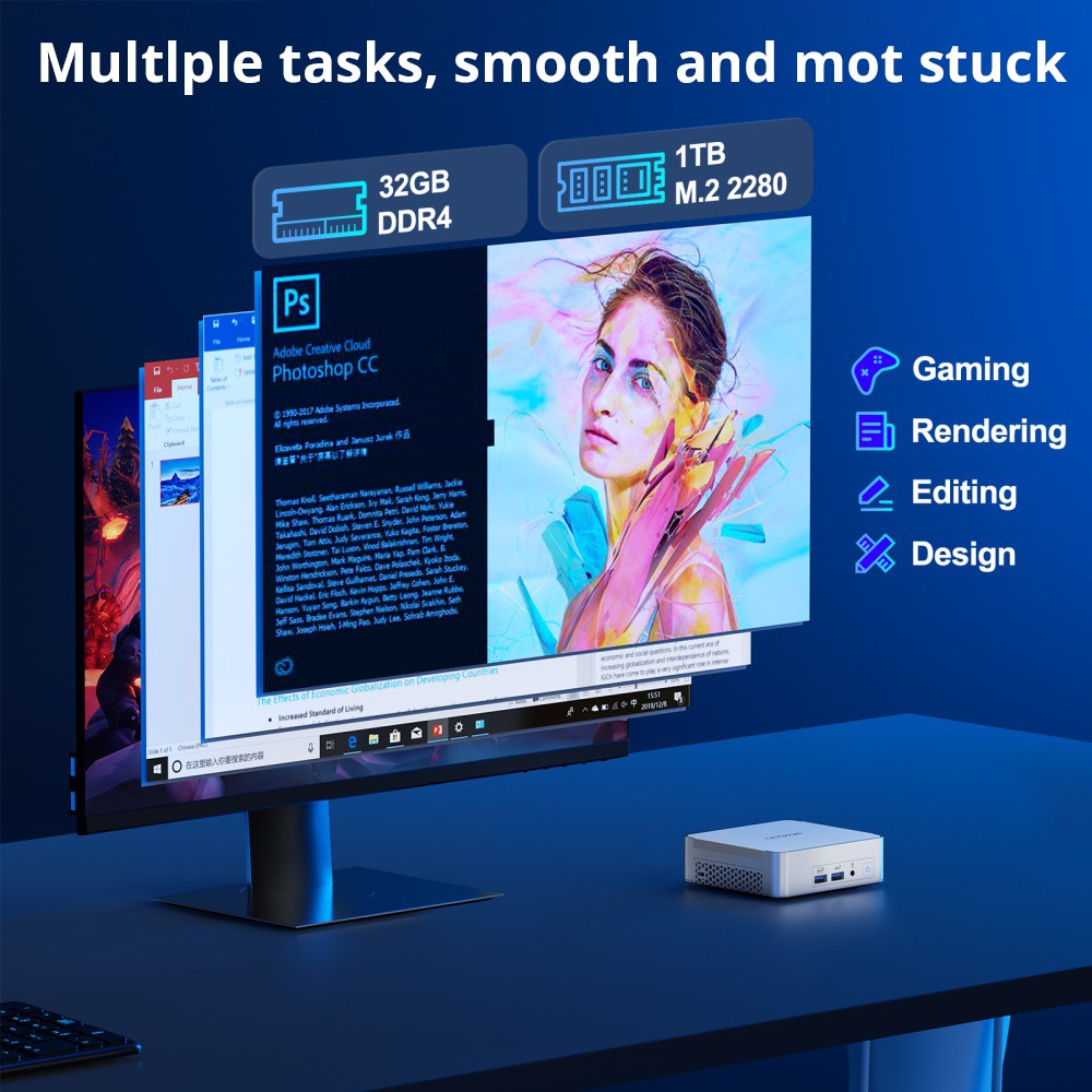 GEEKOM XT12 Pro Mini PC, Intel Core i9-12900H 14 Cores Up to 5.0GHz, 32GB RAM 1TB SSD, 2*USB 4 (8K)+2*HDMI 2.0 (4K) Quad Display, WiFi 6E Bluetooth 5.2, 3*USB 3.2 1*USB 2.0 1*2.5G LAN 1*SD Card Reader 1*3.5mm Audio Jack