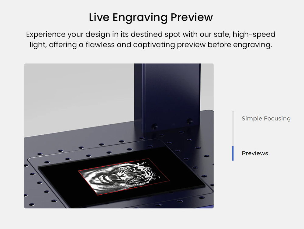 Gweike Cloud G2 Pro 20W Fiber Laser Marking Machine, 10000mm/s Speed, 0.001mm Accuracy, 150mm*150mm, 1.5mm Max. Depth on Metal, 30+ Colors Engraving, GWEIKE Glaser/ LightBurn, Supports Rotary Roller, Electric Lift - Chinese Plug