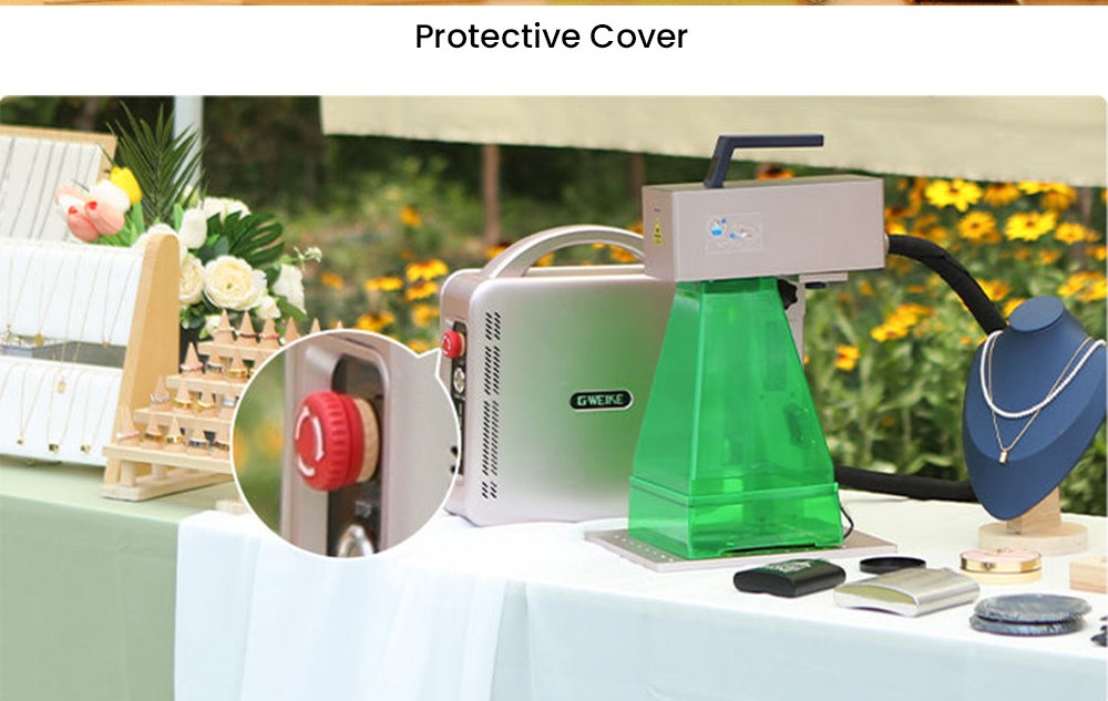 Gweike Cloud G2 Pro 20W Fiber Laser Marking Machine, 10000mm/s Speed, 0.001mm Accuracy, 150mm*150mm, 1.5mm Max. Depth on Metal, 30+ Colors Engraving, GWEIKE Glaser/ LightBurn, Supports Rotary Roller, Electric Lift - Chinese Plug