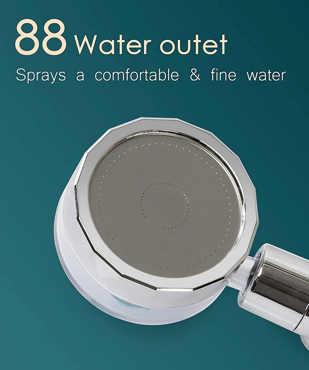 Handheld Turbocharged Shower Head with 3 Filters, High-Pressure Water Saving Home Bath Turbo Fan Shower Kit - Blue