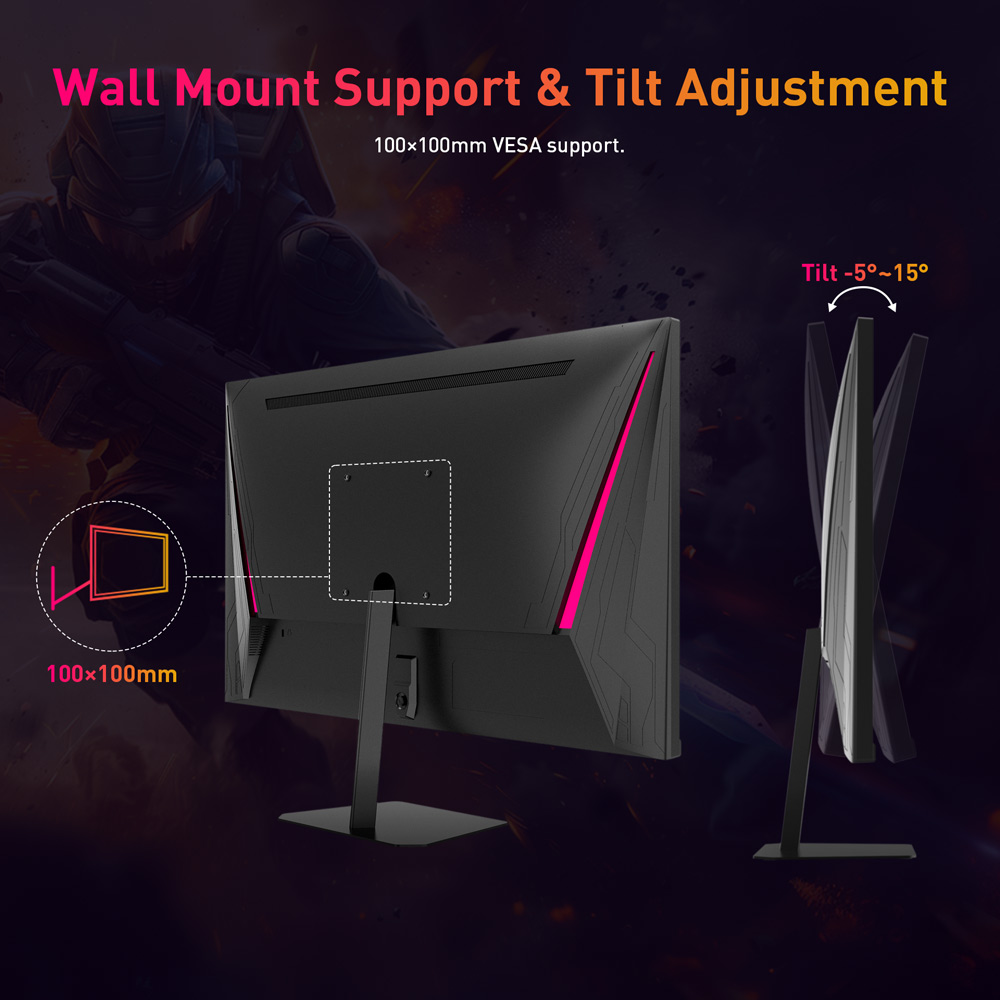 KTC Q24T09 Gaming-Monitor, 24 Zoll 2560 x 1440 16:9 Fast IPS-Bildschirm, 180 Hz Bildwiederholrate, FreeSync & G-Sync, 126 % sRGB, HDR-Unterstützung, schwaches blaues Licht, Wandmontageunterstützung und Neigungseinstellung, 2 x HDMI 2.0, 2 x DP1.4, 1 x Kopfhöreranschluss