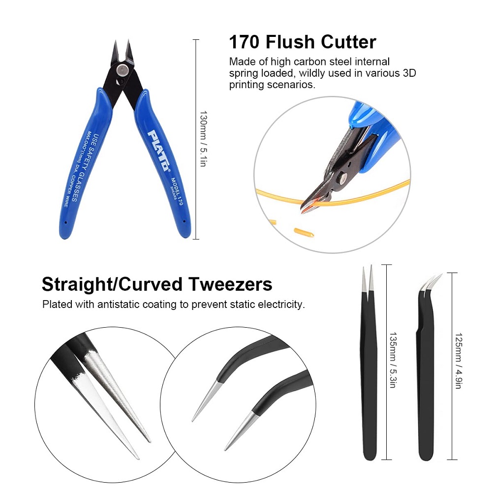 Mintion Resin 3D Printer Accessories Kit, Including Cleaning Silicone pad and Stainless Steel Funnel, Maintenance Tool Knife, Tweezers, Funnel, Scissors, Trimming Knife