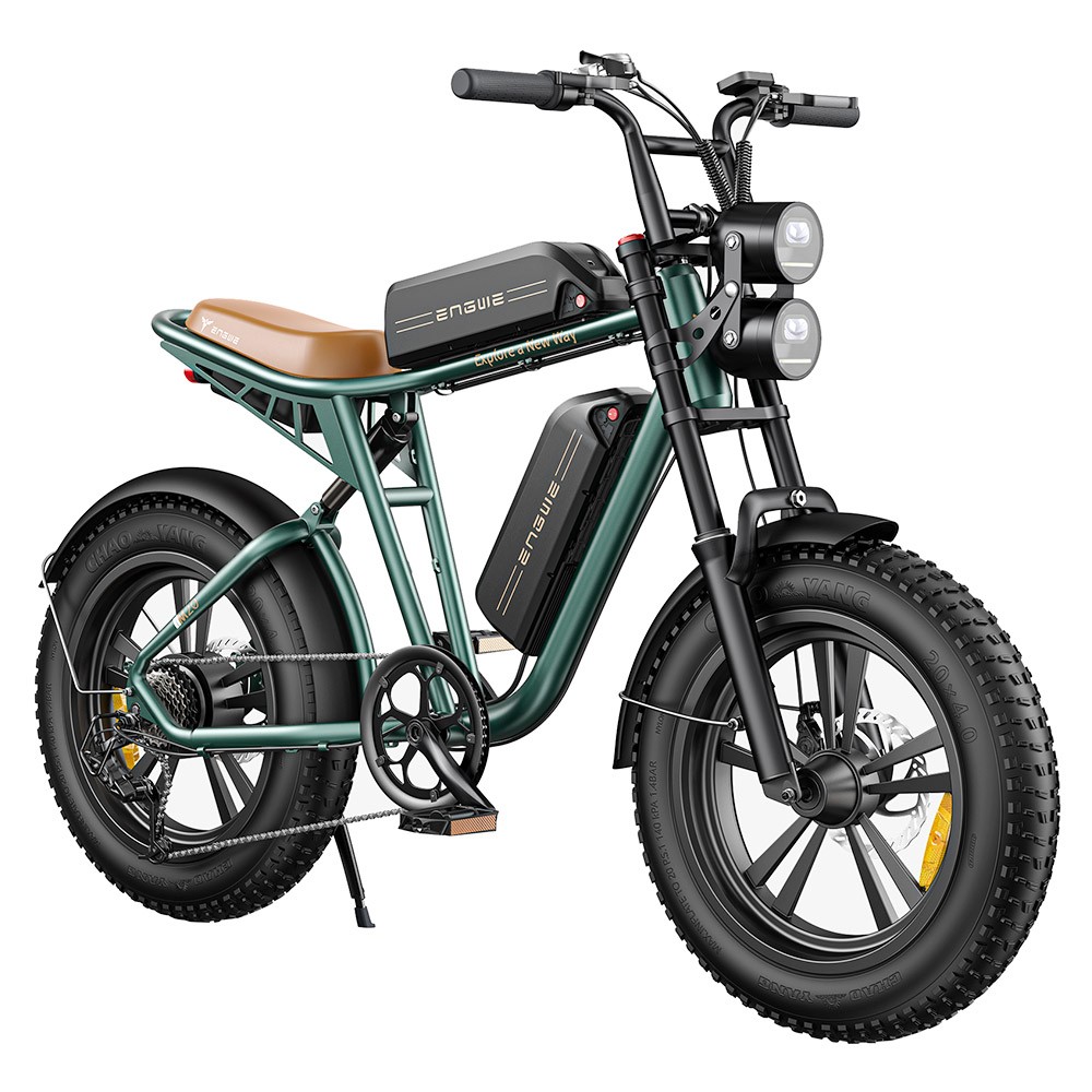 ENGWE M20 Dual Battery Mountain E-Bike 20*4.0 Inch Fat Tires 750W Brushless Motor 45Km/h Max Speed 48V 2*13Ah Batteries Front & Rear Disc Brakes Shimano 7-Speed Gear - Green