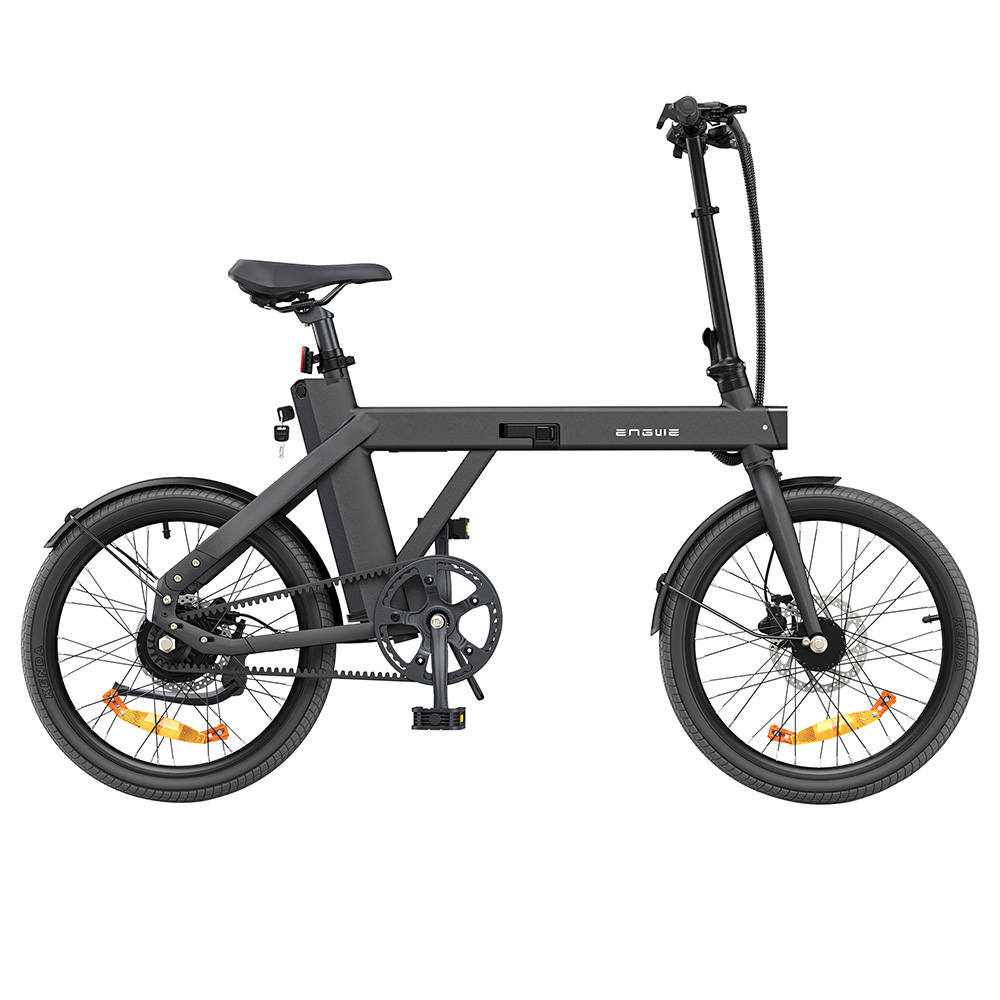 ENGWE P20 20 inch Folding Electric Bike, 250W Silent Motor Torque Sensor, Carbon Belt 36V 9.6Ah Battery 100km range,25km/h Max Speed, Dual Disc Brake, 18.5kg Light Weight Turn Signal - Black