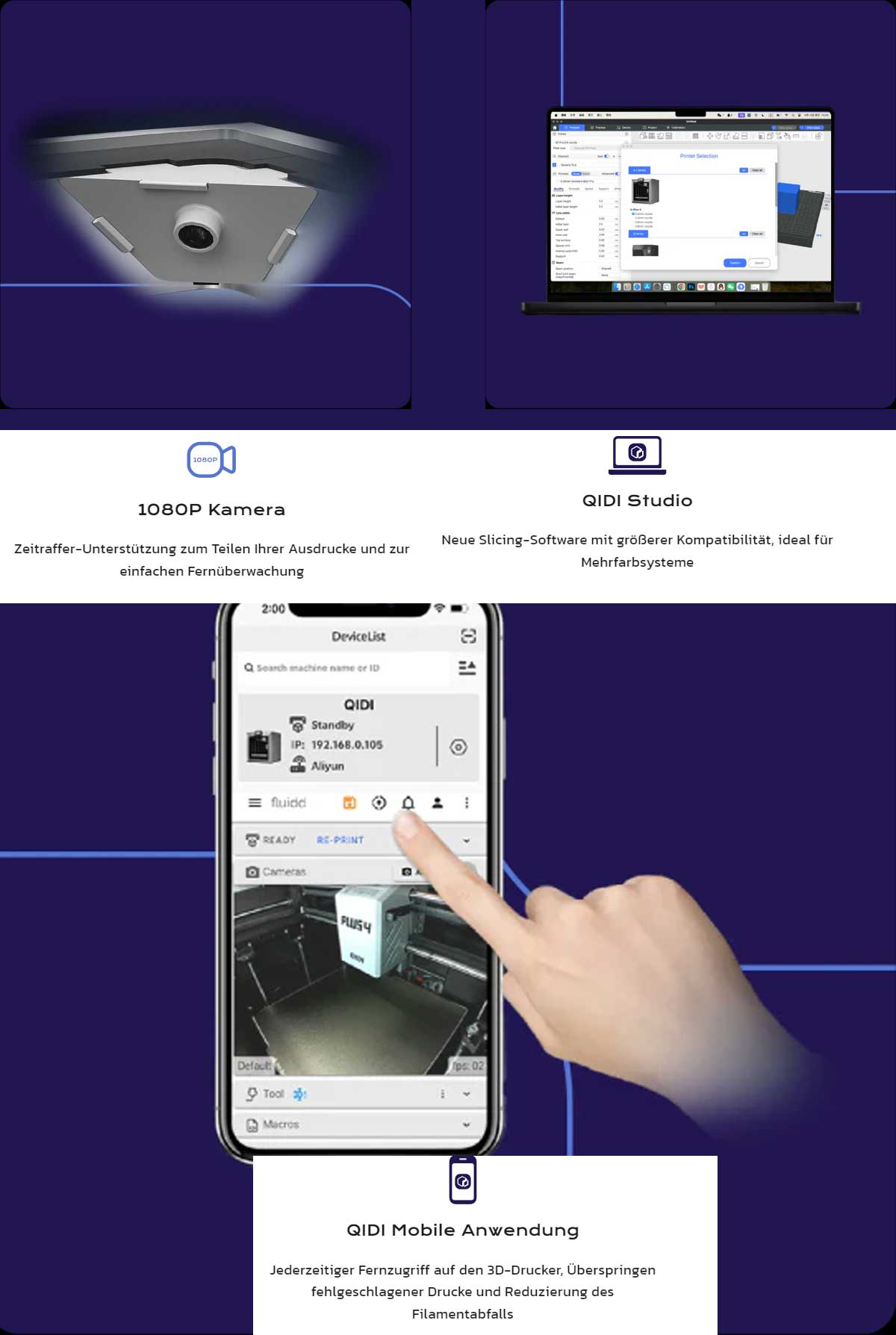 QIDI TECH PLUS4 3D-Drucker, 600 mm/s, 370° C Hochtemperaturdruck, Aktive Bauraumheizung bis 65°C, Mehrmetall-Verbunddüse, 1080P-Kamera, neues Werkzeugkopfsystem, zweischichtige Isolierung, Unterstützt Multicolor-System, Fernbedien