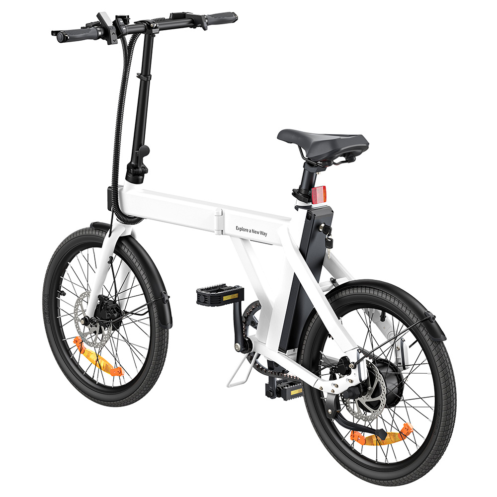 ENGWE P20 20 inch Folding Electric Bike, 250W Silent Motor Torque Sensor, Carbon Belt 36V 9.6Ah Battery 100km range,25km/h Max Speed, Dual Disc Brake, 18.5kg Light Weight Turn Signal - White