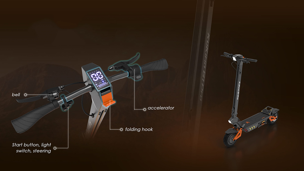 KuKirin G1 Pro Folding Electric Scooter, 10-inch Pneumatic Tire, 2*800W Motor, 48V 20.8Ah Battery, 55km Max Speed, 70km Range, Disc Brake, 13 lights Ambient Lights