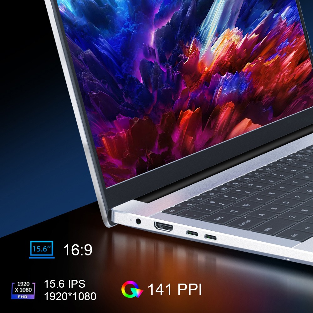Ordinateur portable Ninkear A15 Pro, écran IPS 15,6'' 1920*1080, AMD Ryzen 5 6600H 6 cœurs Max 4,5 GHz, 32 Go de RAM DDR5 1 To SSD, WiFi6, clavier rétroéclairé, déverrouillage par empreinte digitale, ouverture et fermeture à 180°, 2 * Type-C, 2 * USB3.0 1 * HDMI 1 * casque 1 * Micro SD